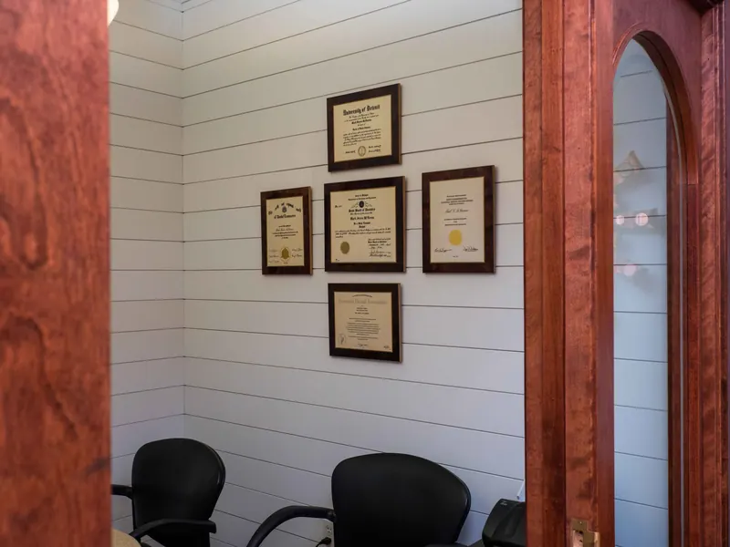 Dr. McFerran's diplomas on the wall