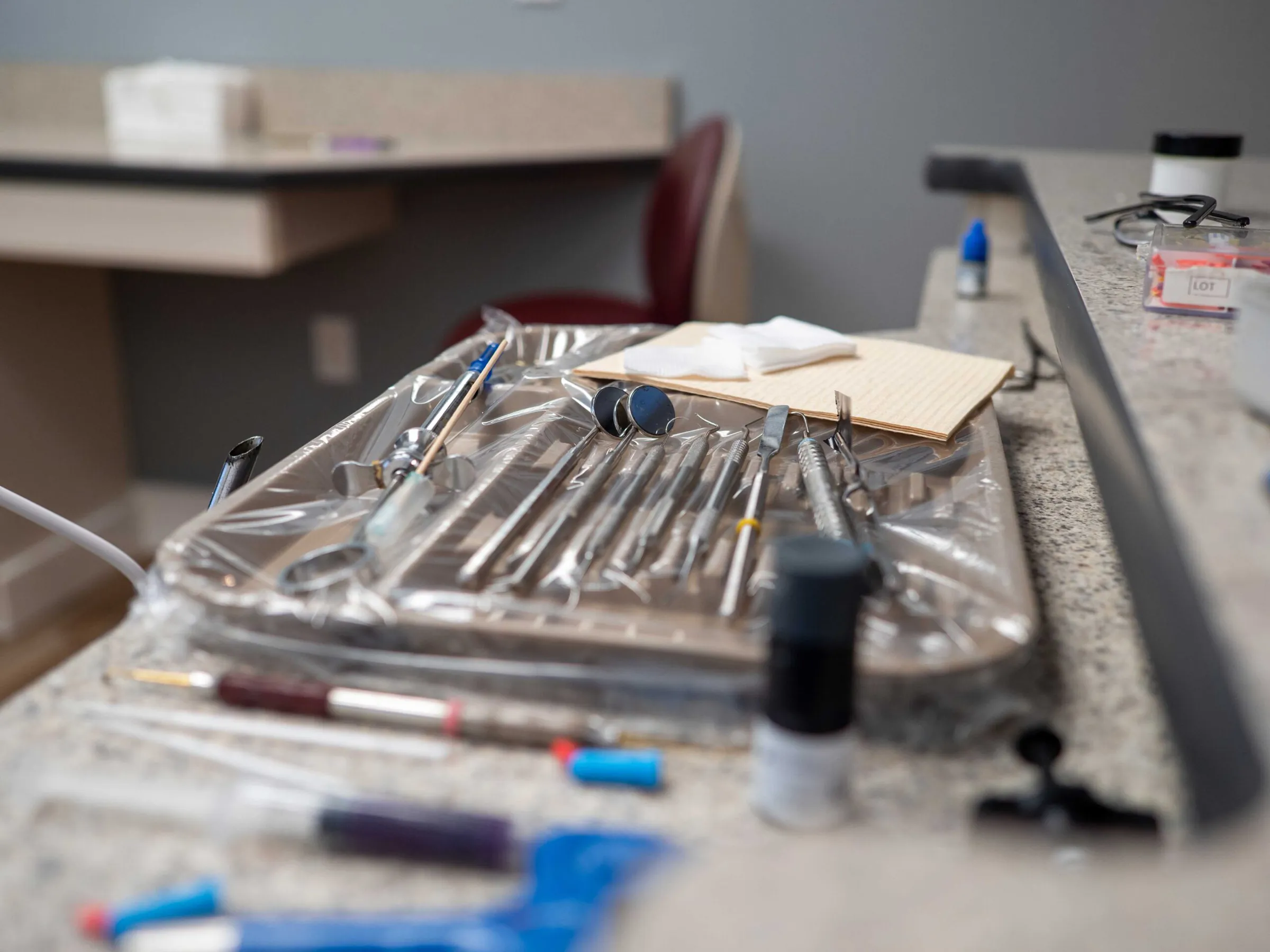 Instruments laid out for a procedure at Summit Pointe Dental