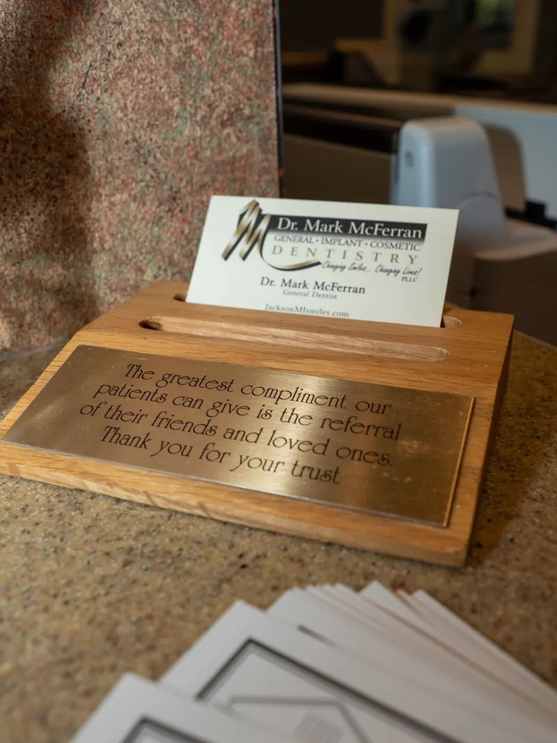 A plaque thanking patients for referrals
